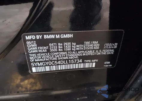 2013 BMW X5 M z USA, uszkodzony, nr VIN 5YMGY0C54DLL15734